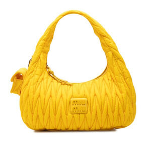 Miu Miu bright yellow Wander matelasse hobo bag quilted texture curved